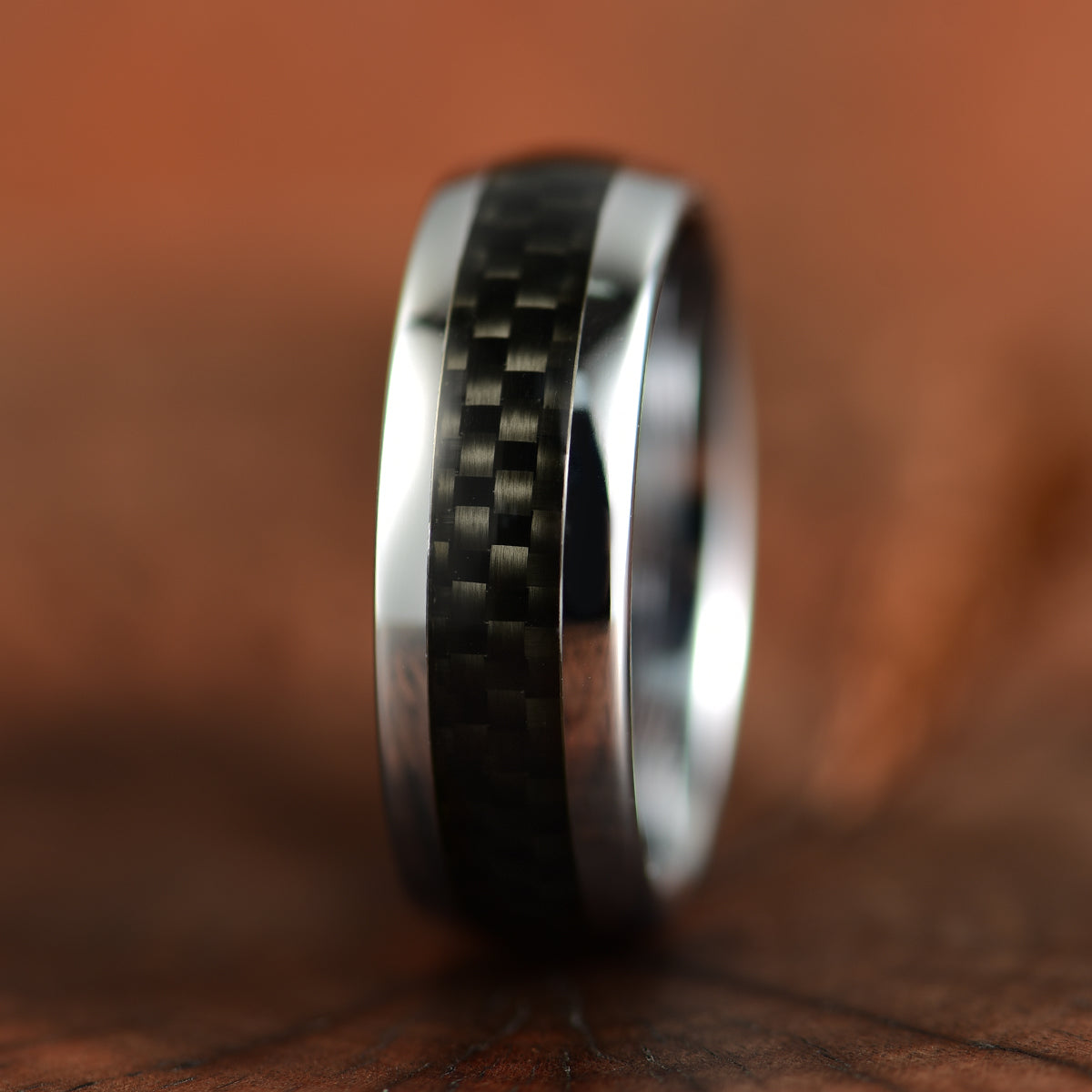 Tungsten Carbon Fiber Men's Wedding Band 8MM - PRISTINE RINGS