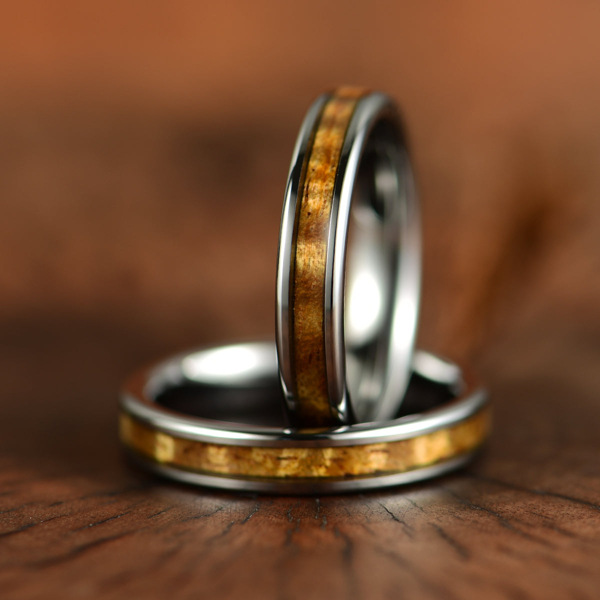 Tungsten Koa Wood Women's Wedding Band 4MM - PRISTINE RINGS