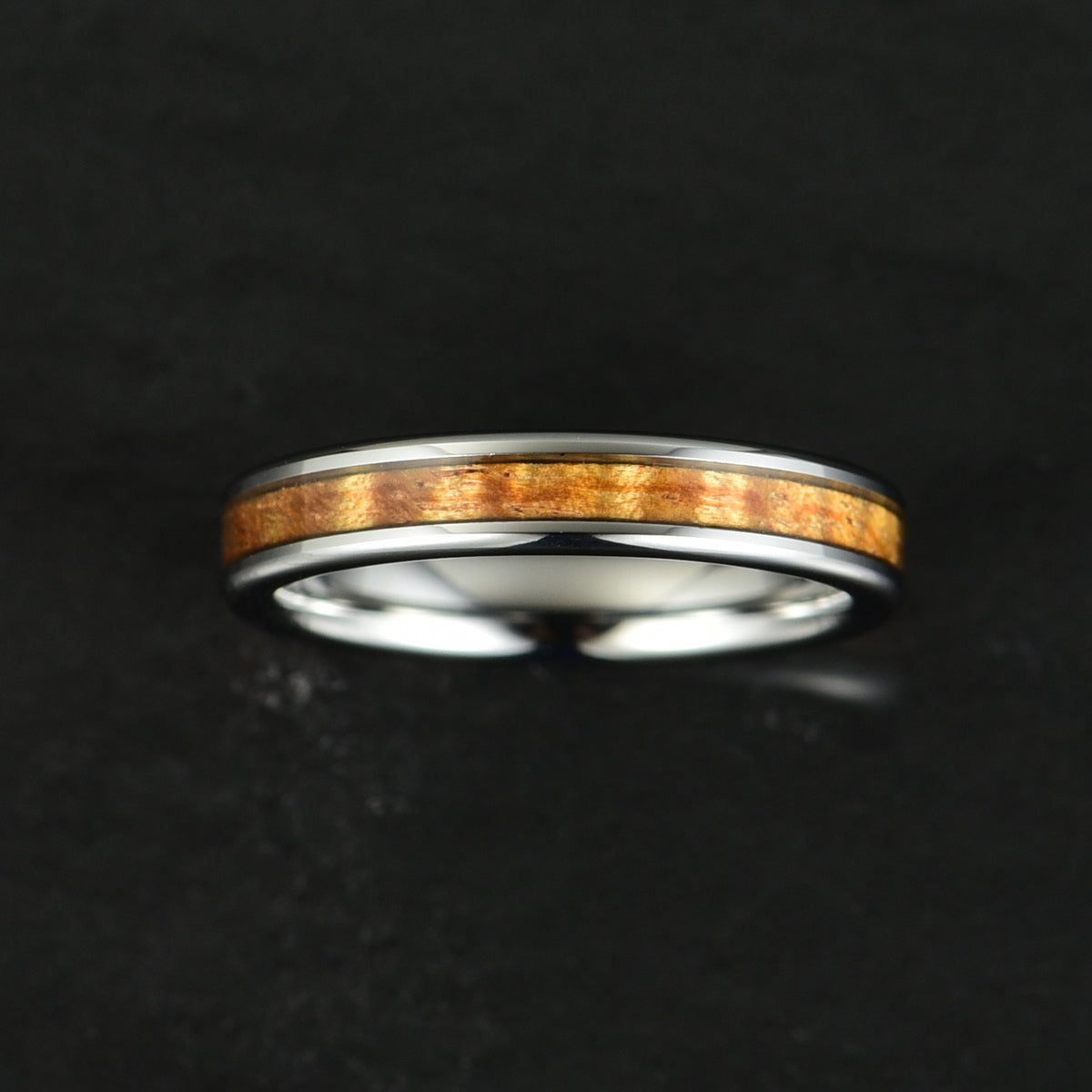 Hammered Tungsten Koa Wood Women's Wedding Band 4MM