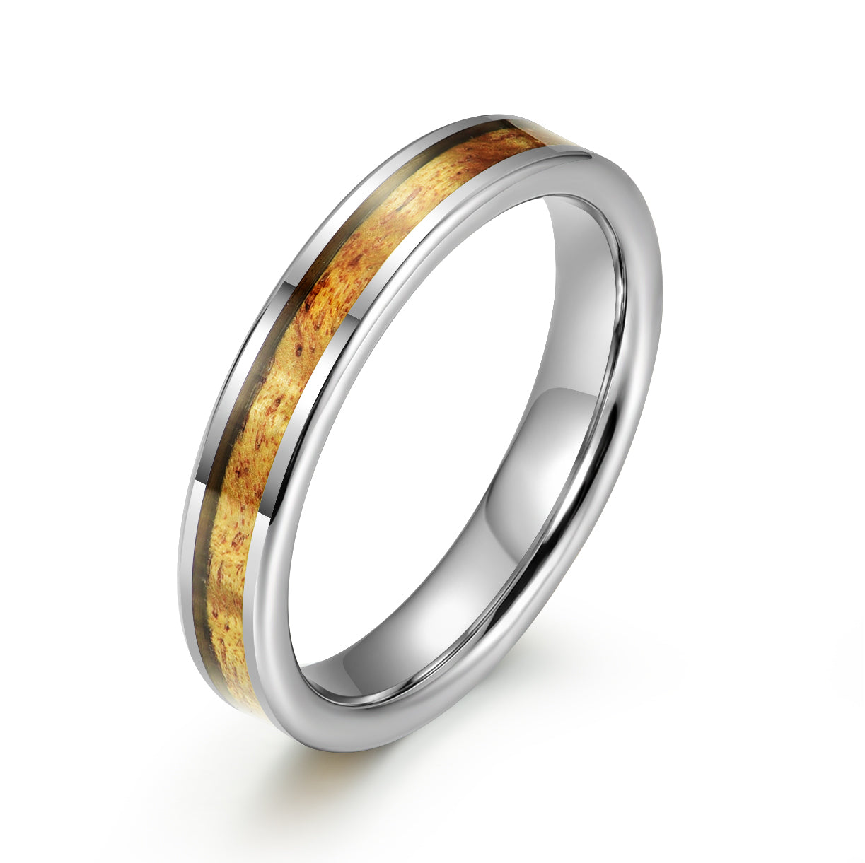 Hammered Tungsten Koa Wood Women's Wedding Band 4MM