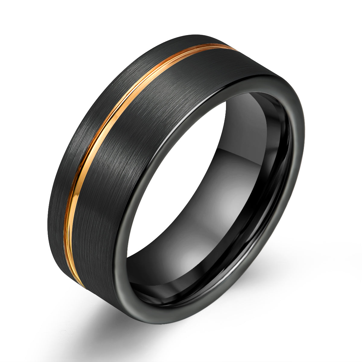 Tungsten Yellow Inlay Men's Wedding Band 8MM - PRISTINE RINGS