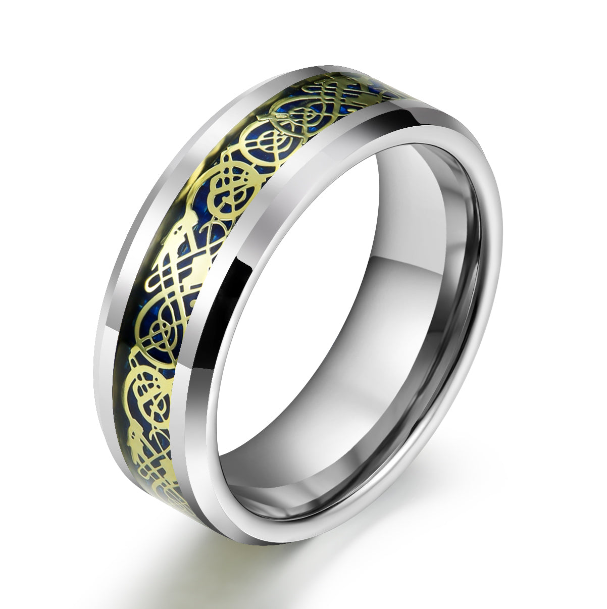 Tungsten Crushed Turquoise Intrinsic Design Men's Wedding Band 8MM