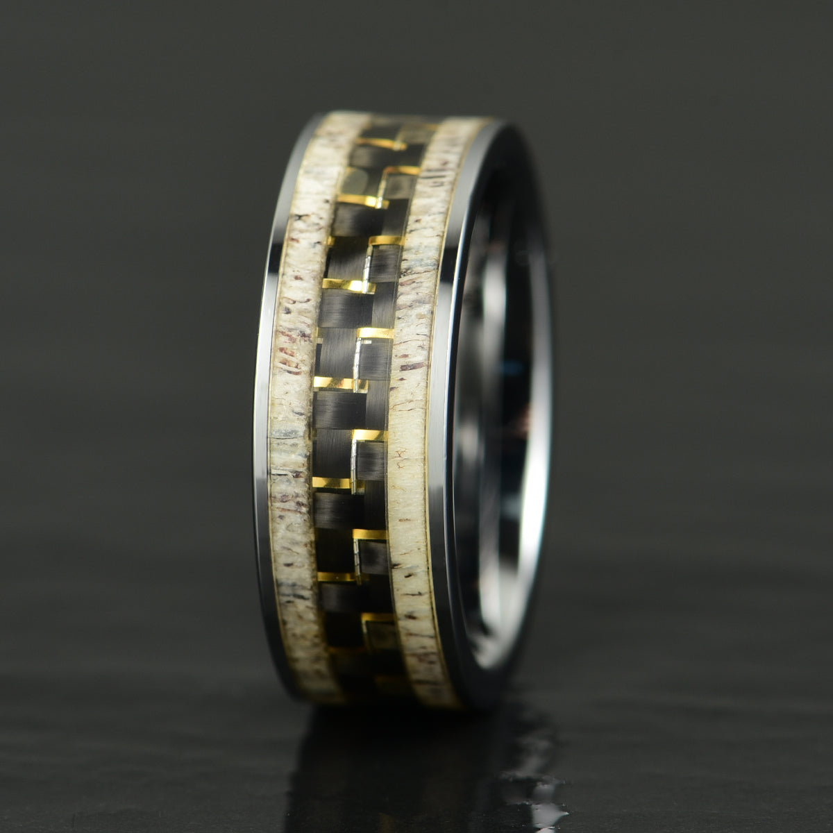 Tungsten Antler Interlocking Men's Wedding Band 8MM
