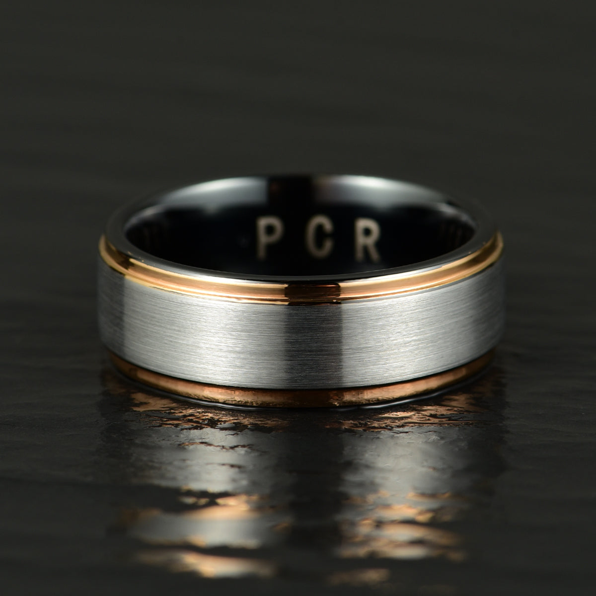 Two Tone Tungsten Men's Wedding Band 8MM - PRISTINE RINGS