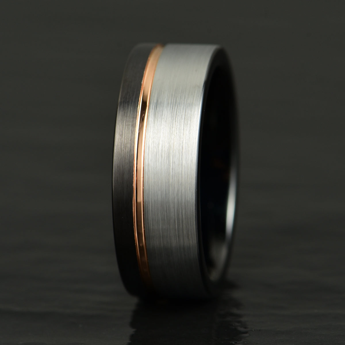 Three Tone Tungsten Men's Wedding Band 8MM - PRISTINE RINGS