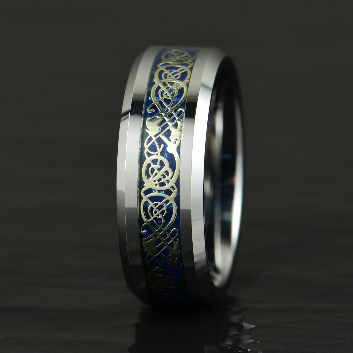 Tungsten Crushed Turquoise Intrinsic Design Men's Wedding Band 8MM