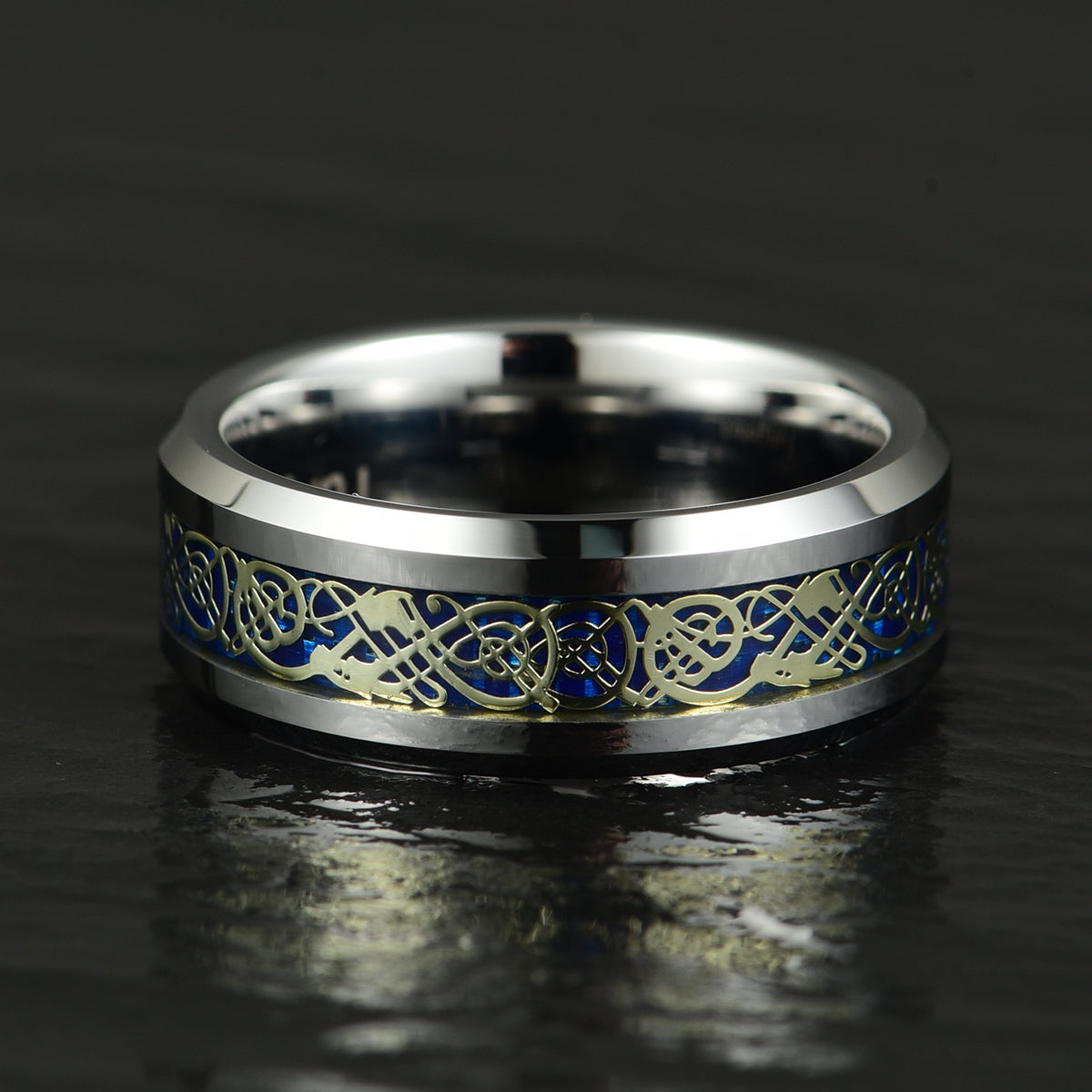 Tungsten Crushed Turquoise Intrinsic Design Men's Wedding Band 8MM