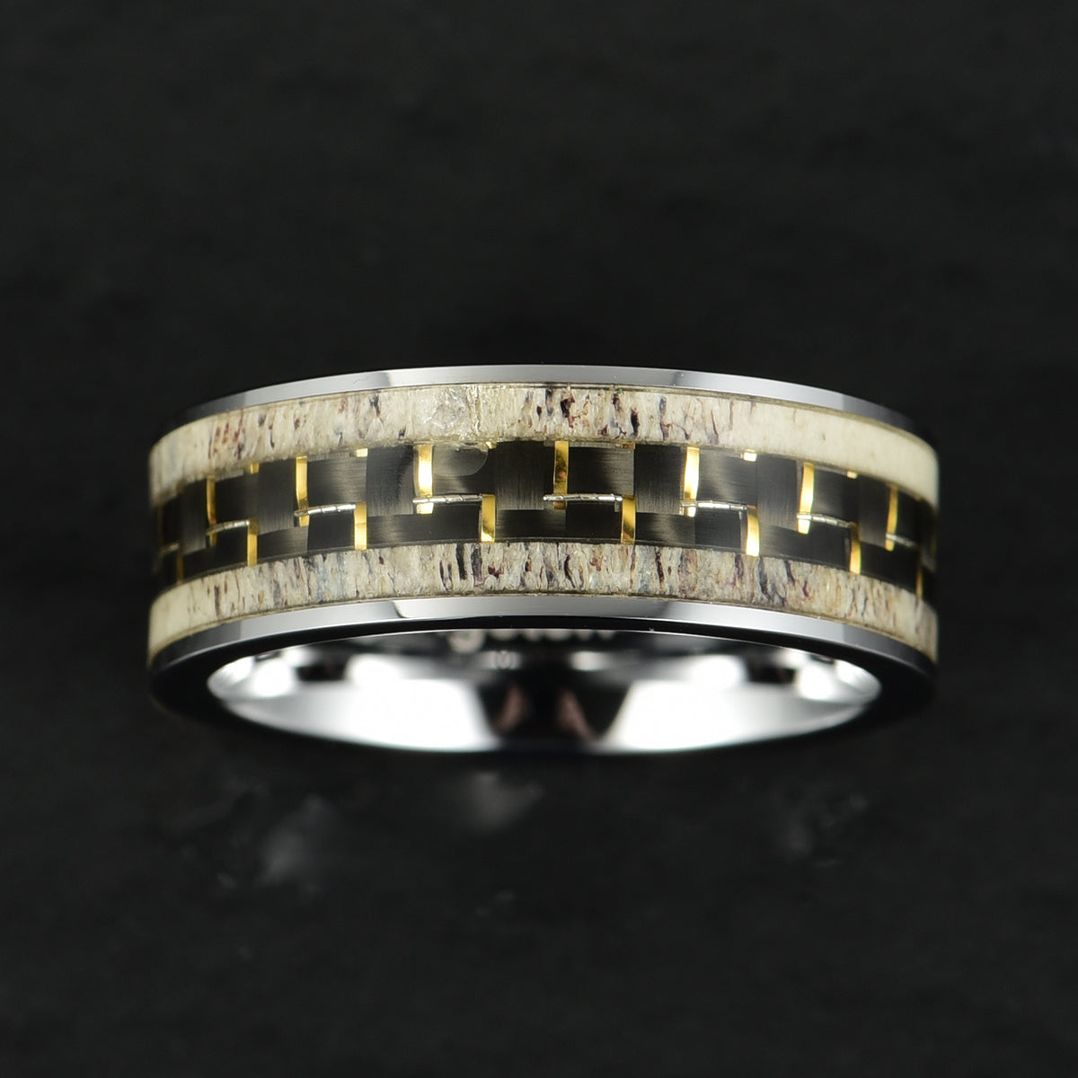 Tungsten Antler Interlocking Men's Wedding Band 8MM