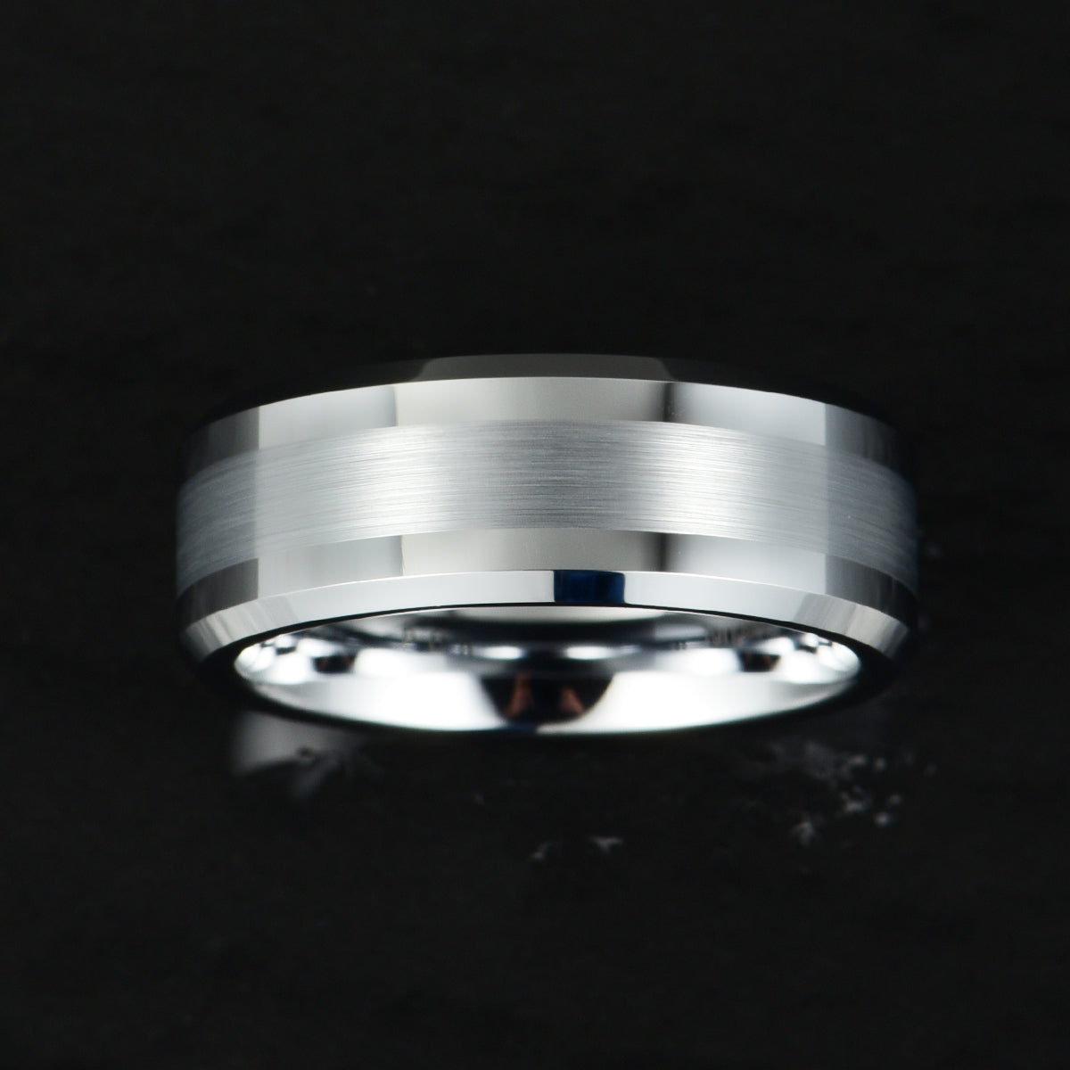 Silver Tungsten Brushed Men's Wedding Band 8MM - PRISTINE RINGS