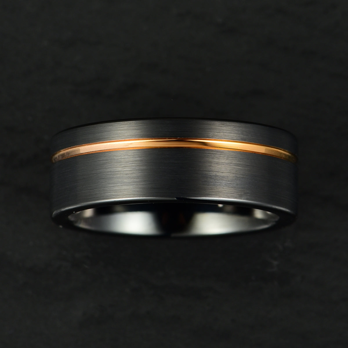 Tungsten Yellow Inlay Men's Wedding Band 8MM - PRISTINE RINGS