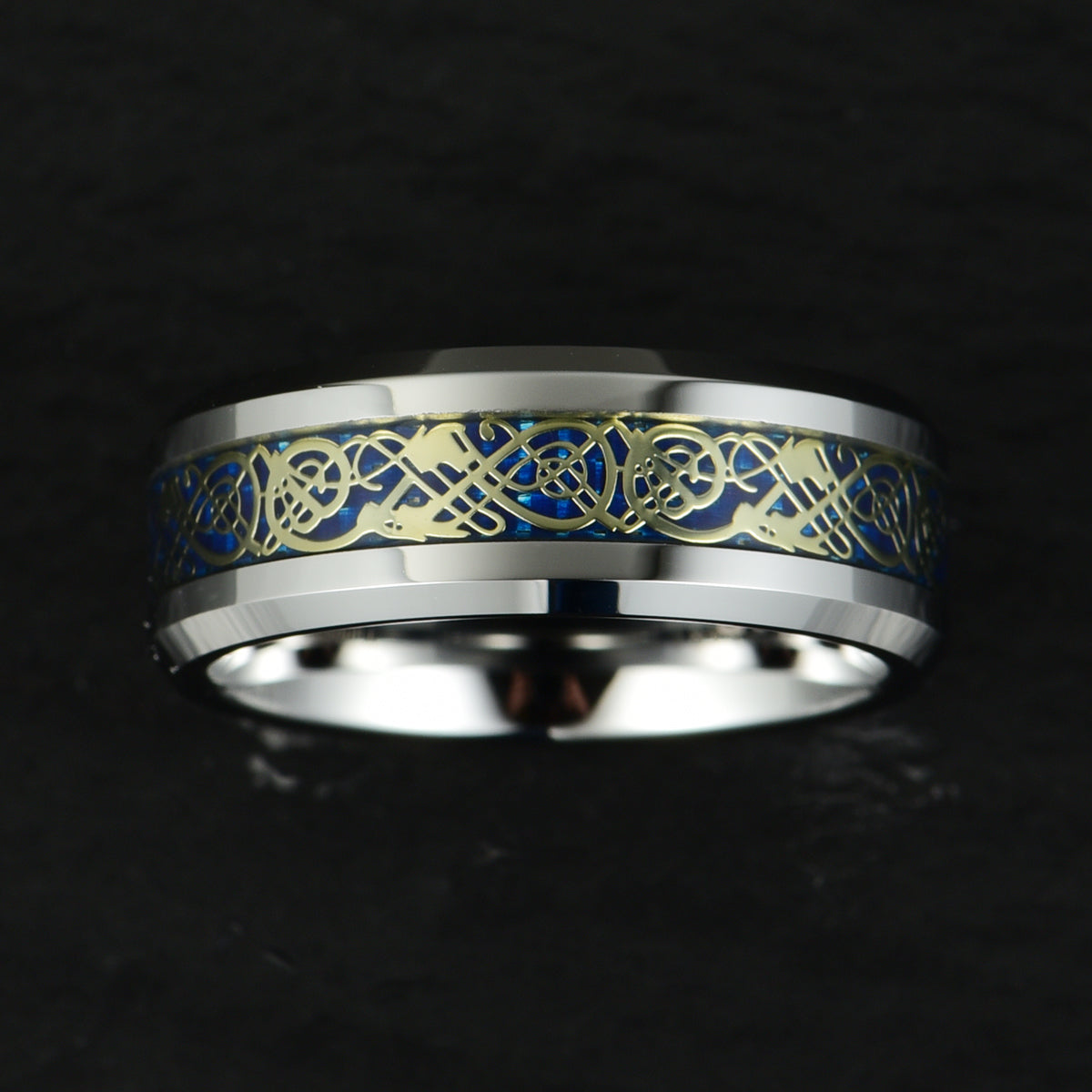 Tungsten Crushed Turquoise Intrinsic Design Men's Wedding Band 8MM