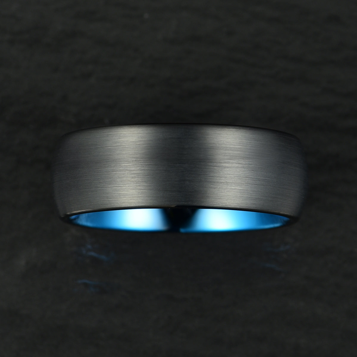 Black Tungsten Blue Inlay Pristine Passion Men's Wedding Band 8MM - PRISTINE RINGS