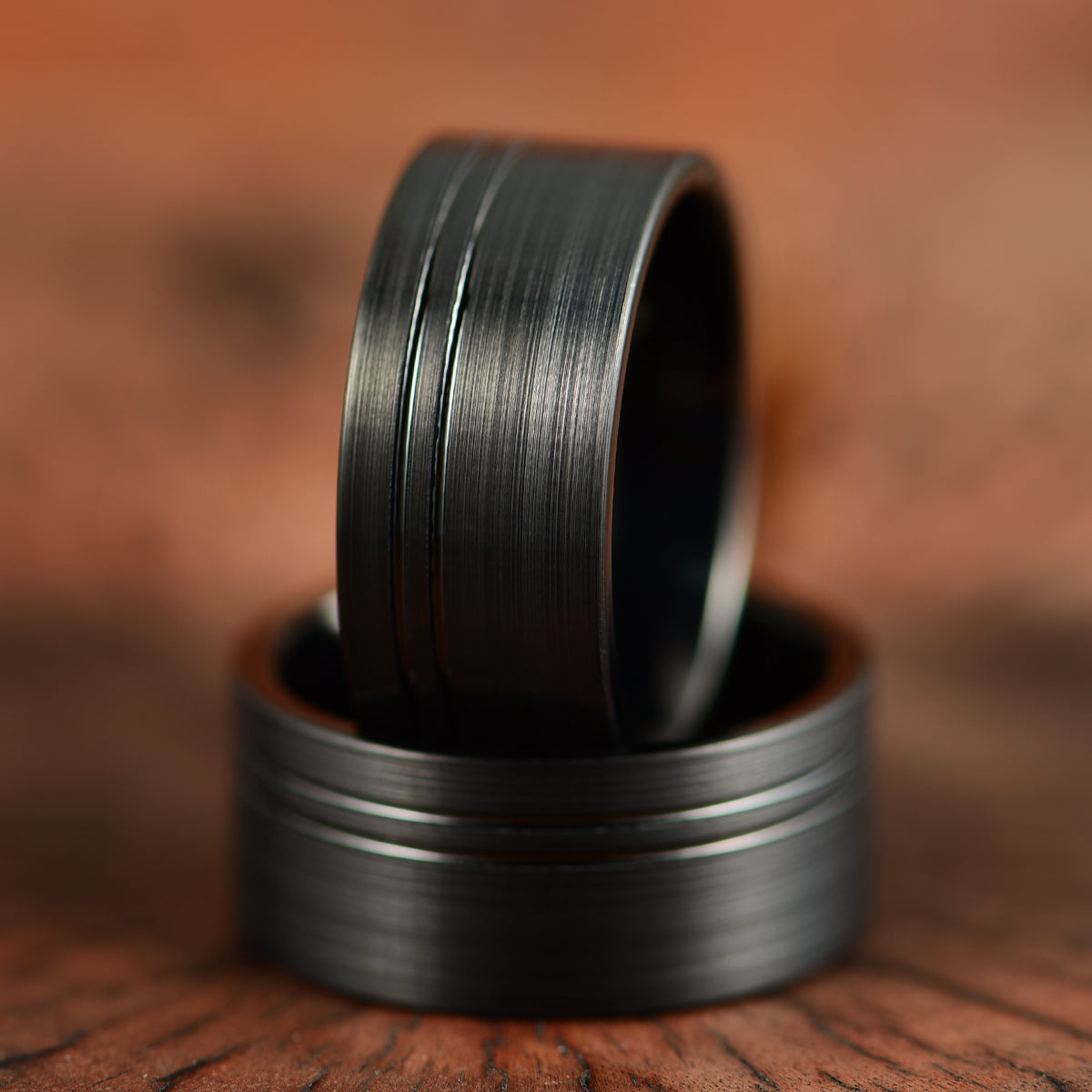 Black Tungsten Men's Wedding Band 8MM - PRISTINE RINGS