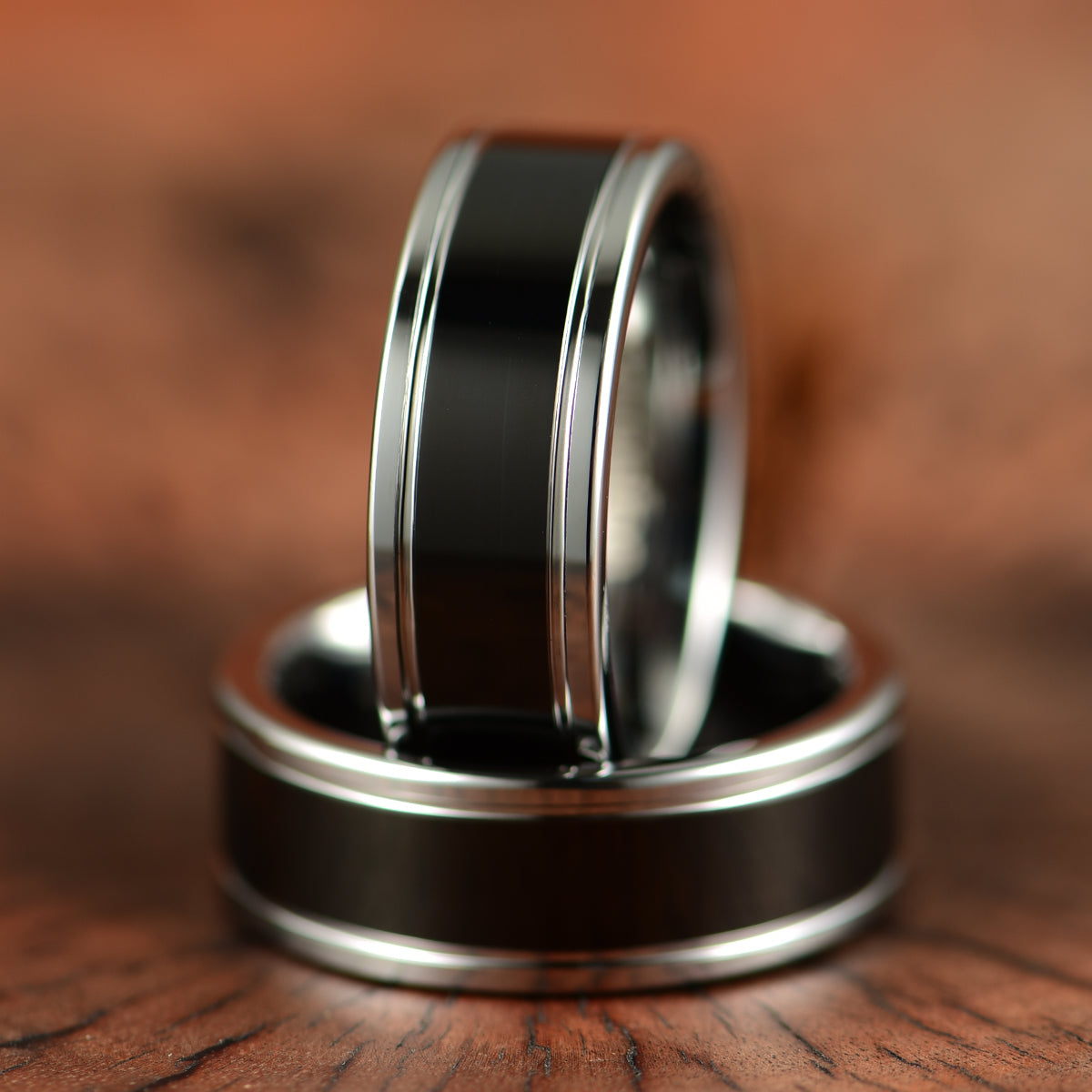 Black Glossy Tungsten Men's Wedding Band 8MM - PRISTINE RINGS