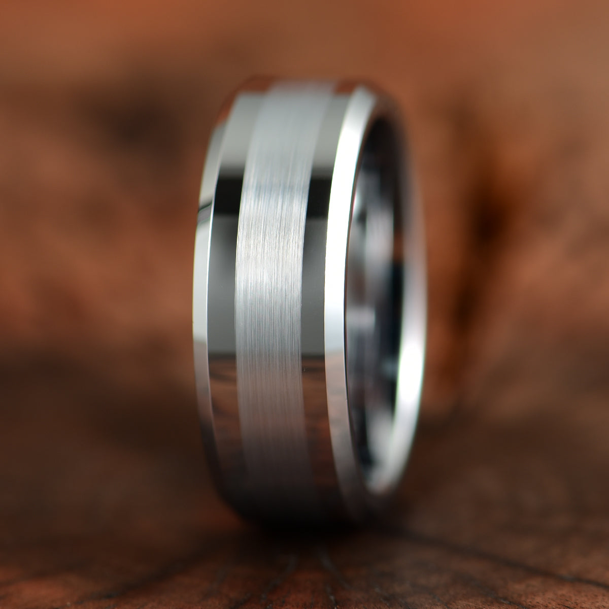 Silver Tungsten Brushed Men's Wedding Band 8MM - PRISTINE RINGS