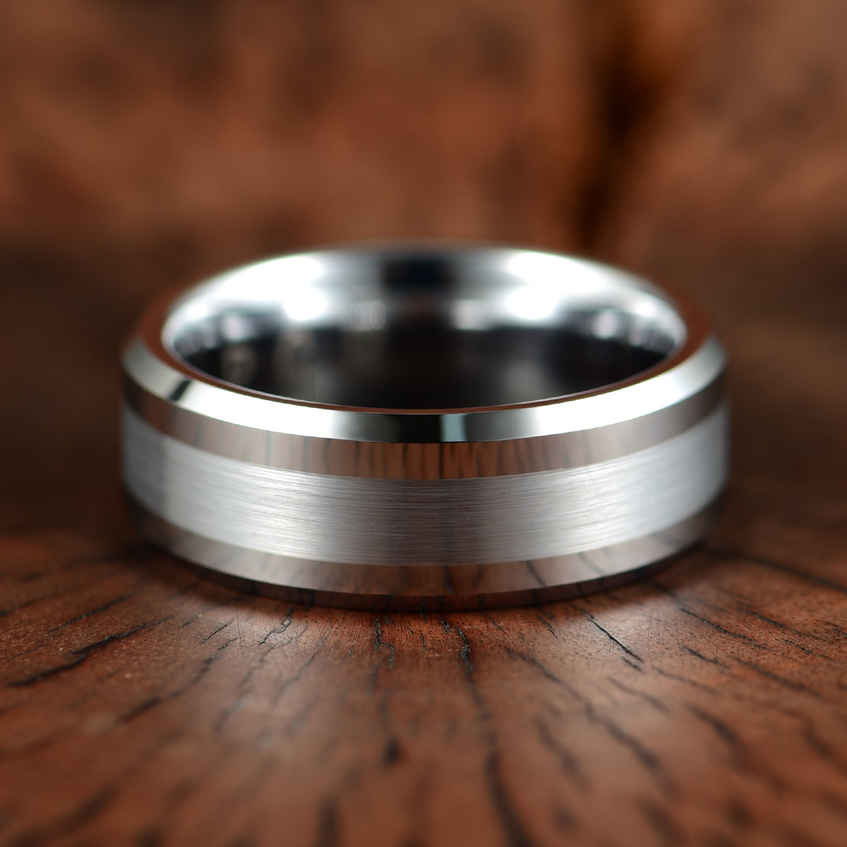 Silver Tungsten Brushed Men's Wedding Band 8MM - PRISTINE RINGS