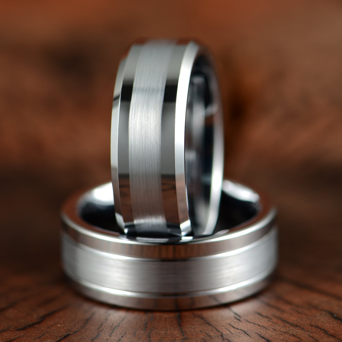 Silver Tungsten Brushed Men's Wedding Band 8MM - PRISTINE RINGS