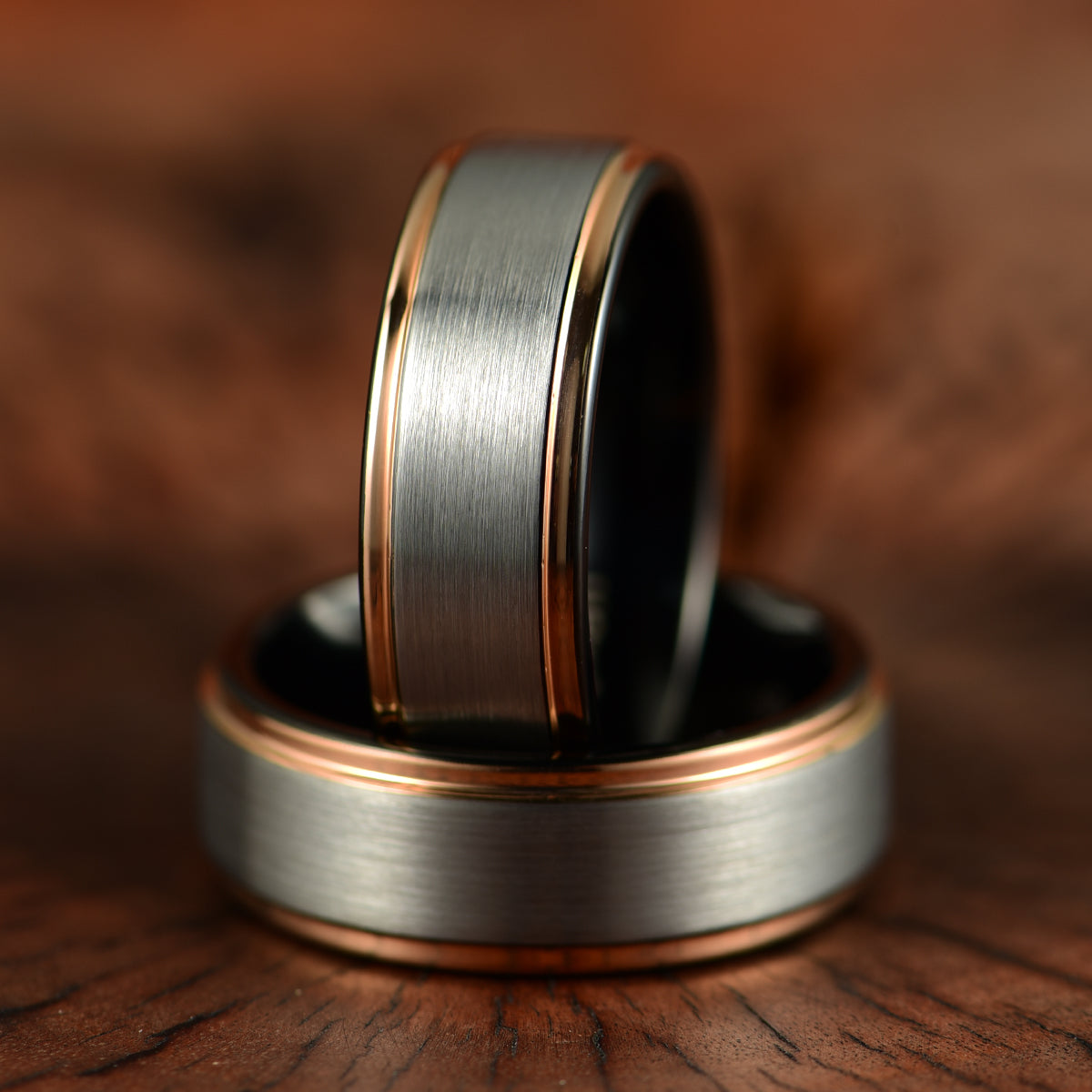 Two Tone Tungsten Men's Wedding Band 8MM - PRISTINE RINGS