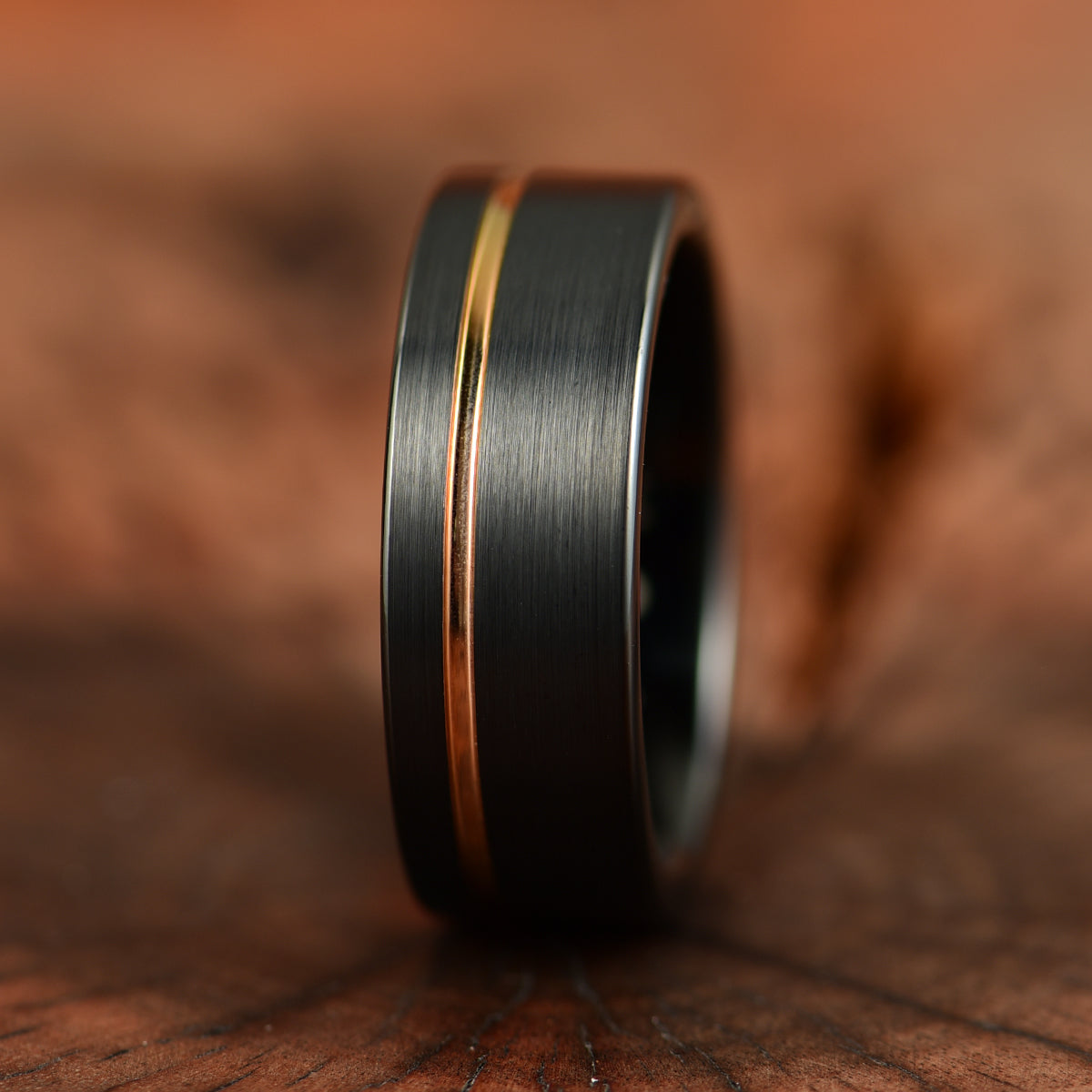 Tungsten Yellow Inlay Men's Wedding Band 8MM - PRISTINE RINGS