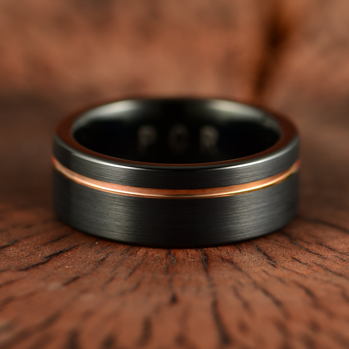 Tungsten Yellow Inlay Men's Wedding Band 8MM - PRISTINE RINGS