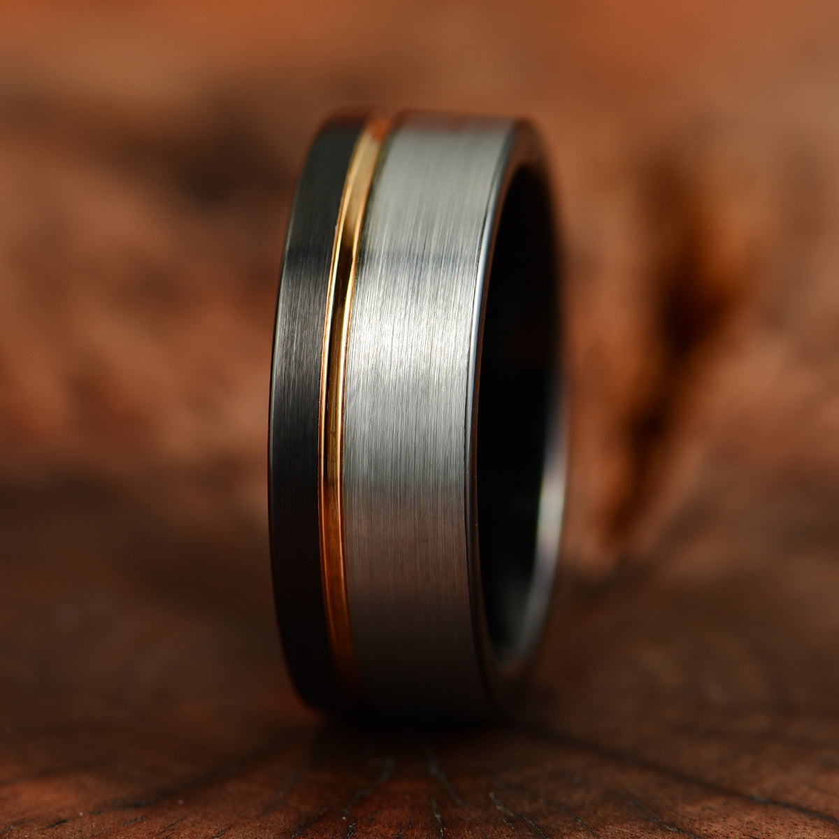 Three Tone Tungsten Men's Wedding Band 8MM - PRISTINE RINGS