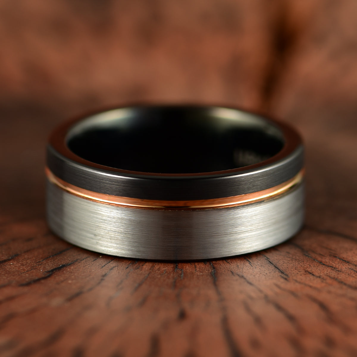 Three Tone Tungsten Men's Wedding Band 8MM - PRISTINE RINGS