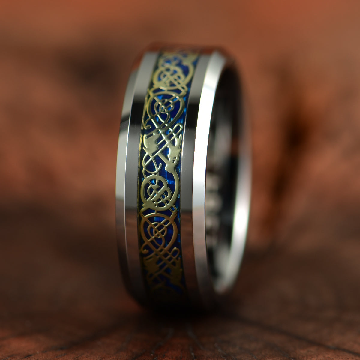 Tungsten Crushed Turquoise Intrinsic Design Men's Wedding Band 8MM