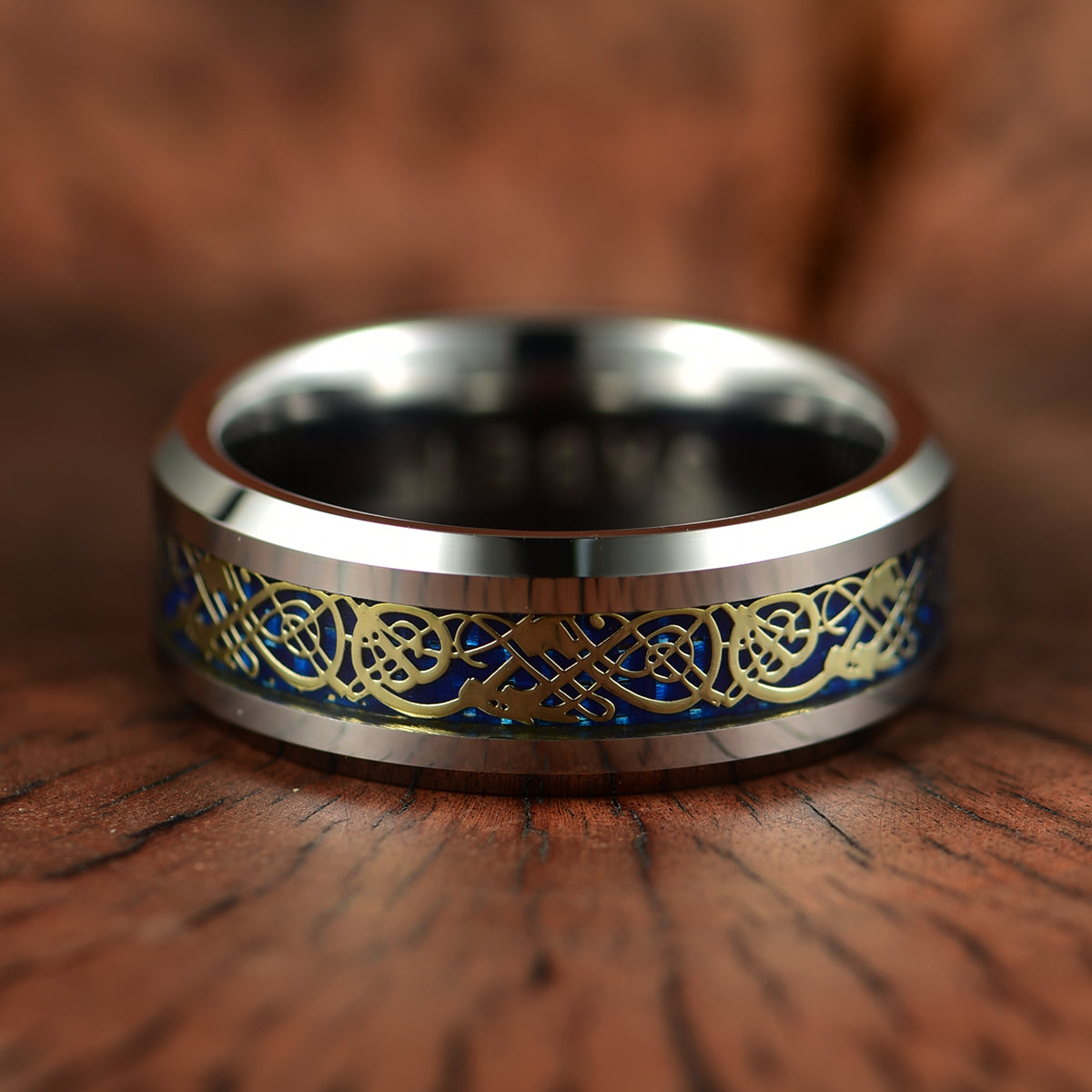 Tungsten Crushed Turquoise Intrinsic Design Men's Wedding Band 8MM