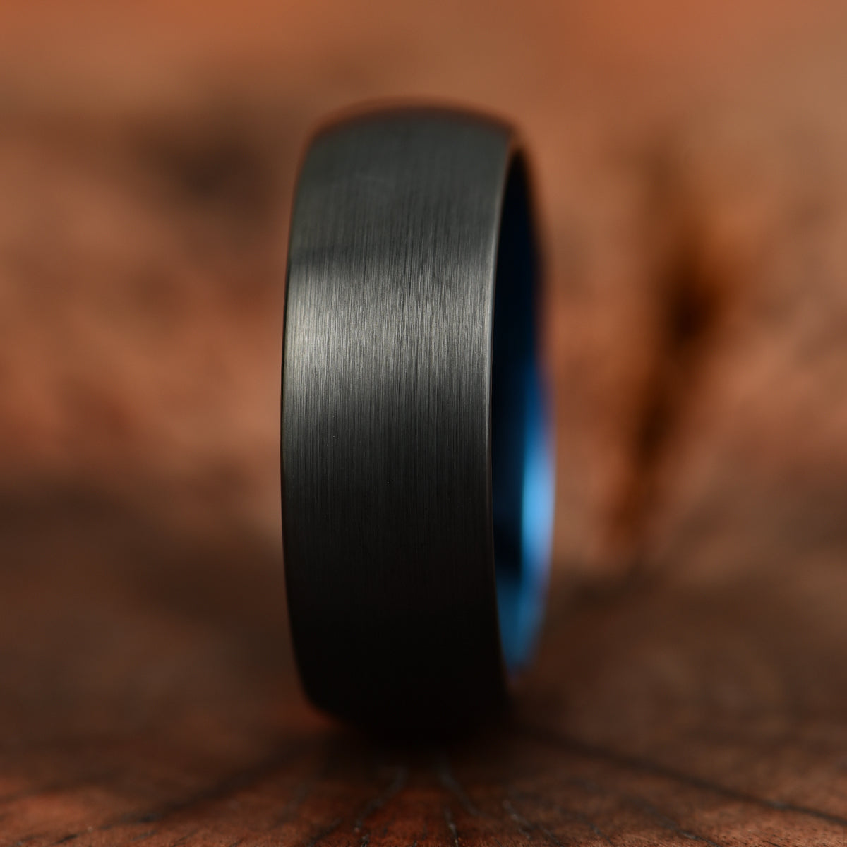 Black Tungsten Blue Inlay Pristine Passion Men's Wedding Band 8MM - PRISTINE RINGS