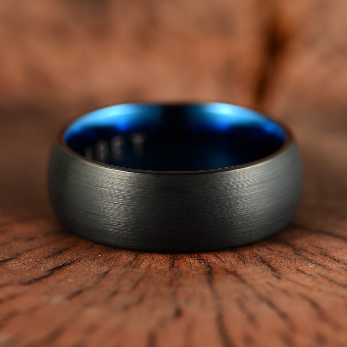 Black Tungsten Blue Inlay Pristine Passion Men's Wedding Band 8MM - PRISTINE RINGS