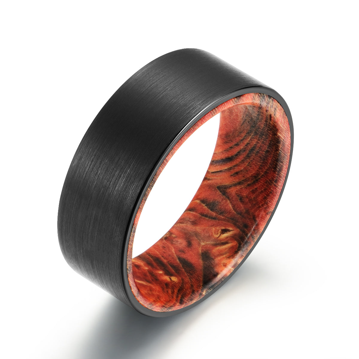 Black Tungsten Cocobolo Men's Wedding Band 8MM - PRISTINE RINGS