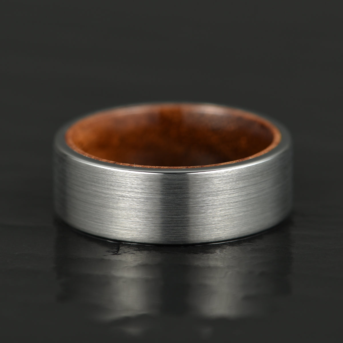 Grey Tungsten Koa Wood Men's Wedding Band 8MM - PRISTINE RINGS