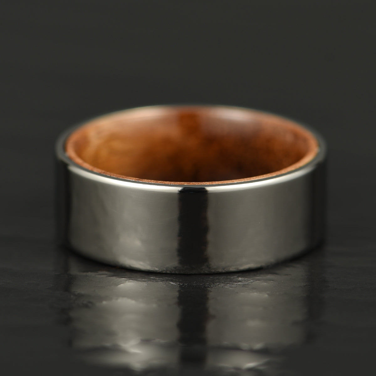 Polished Silver Tungsten Koa Wood Men's Wedding Band 8MM - PRISTINE RINGS