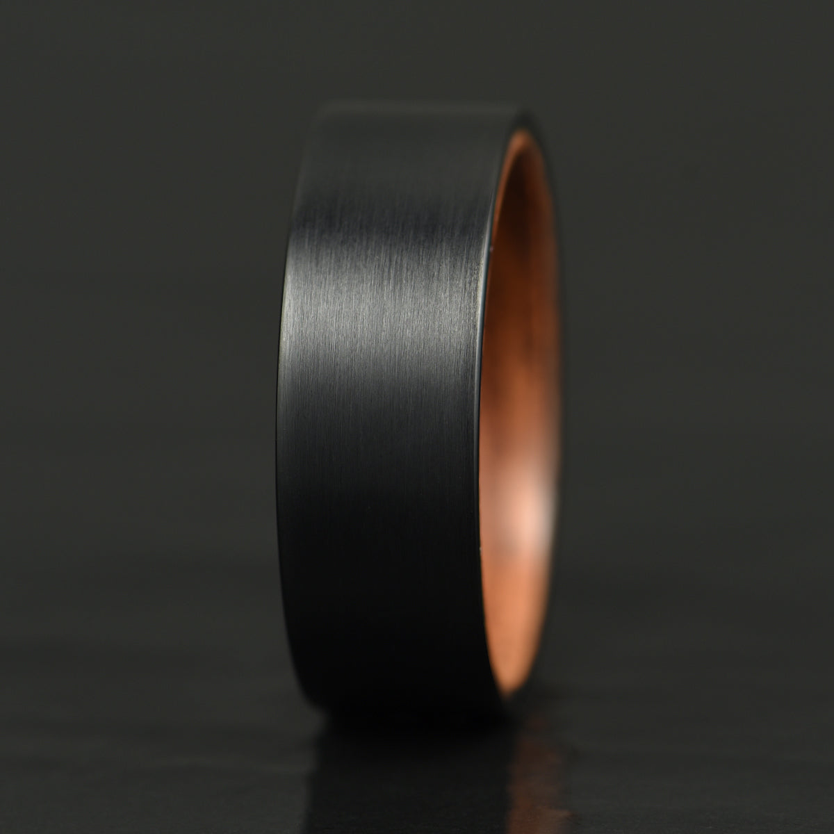 Black Tungsten Zebra Wood Men's Wedding Band 8MM - PRISTINE RINGS