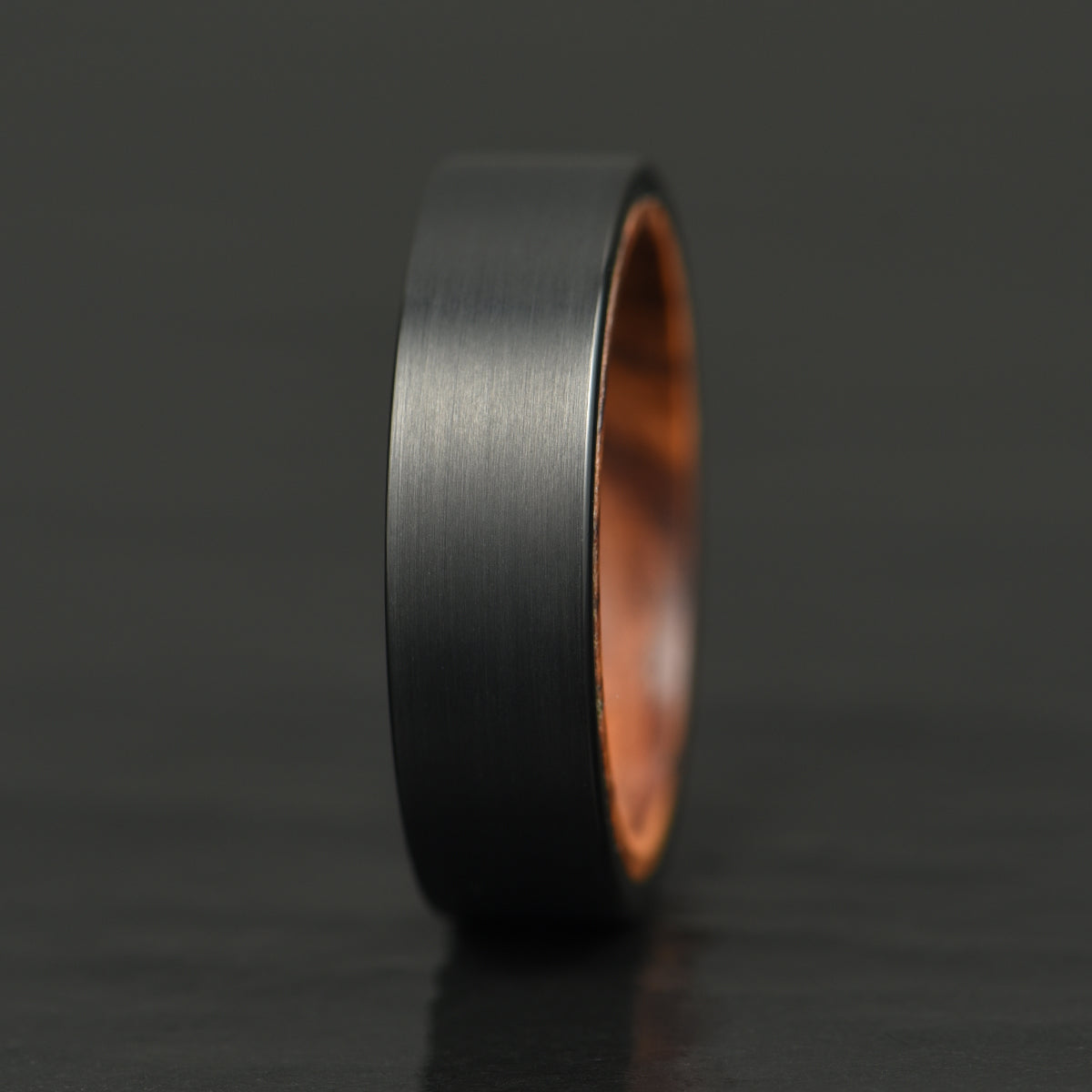 Black Tungsten Zebra Wood Men's Wedding Band 6MM