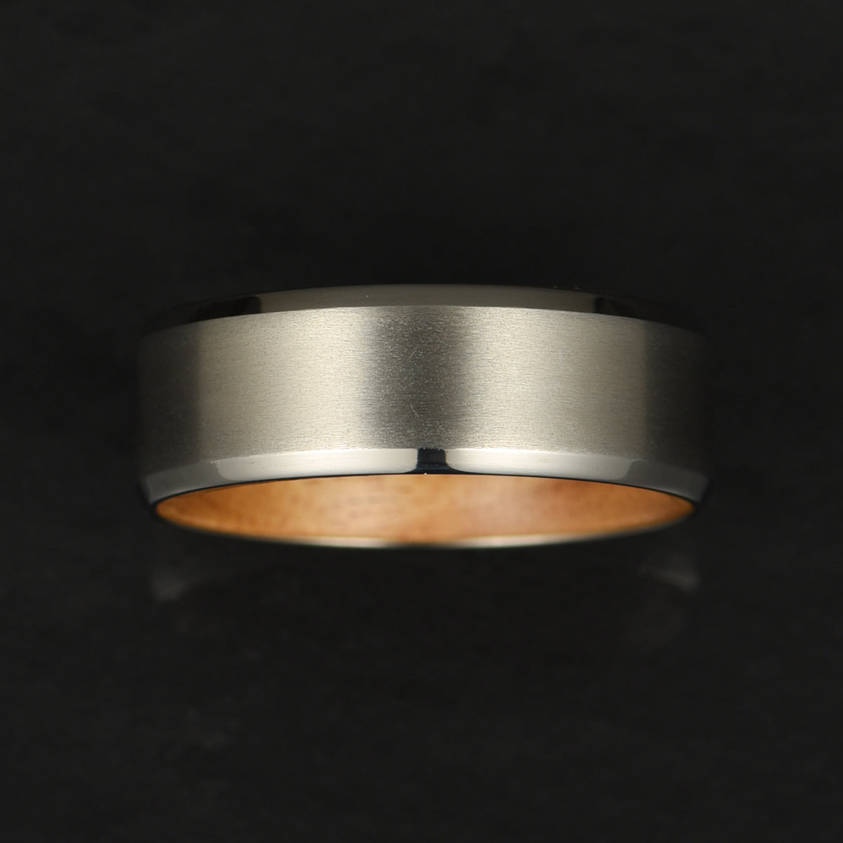 Beveled Titanium Koa Wood Men's Wedding Band 8MM - PRISTINE RINGS