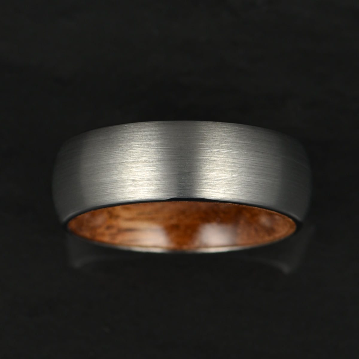 Matte Grey Flat Titanium Koa Wood Men's Wedding Band 8MM - PRISTINE RINGS