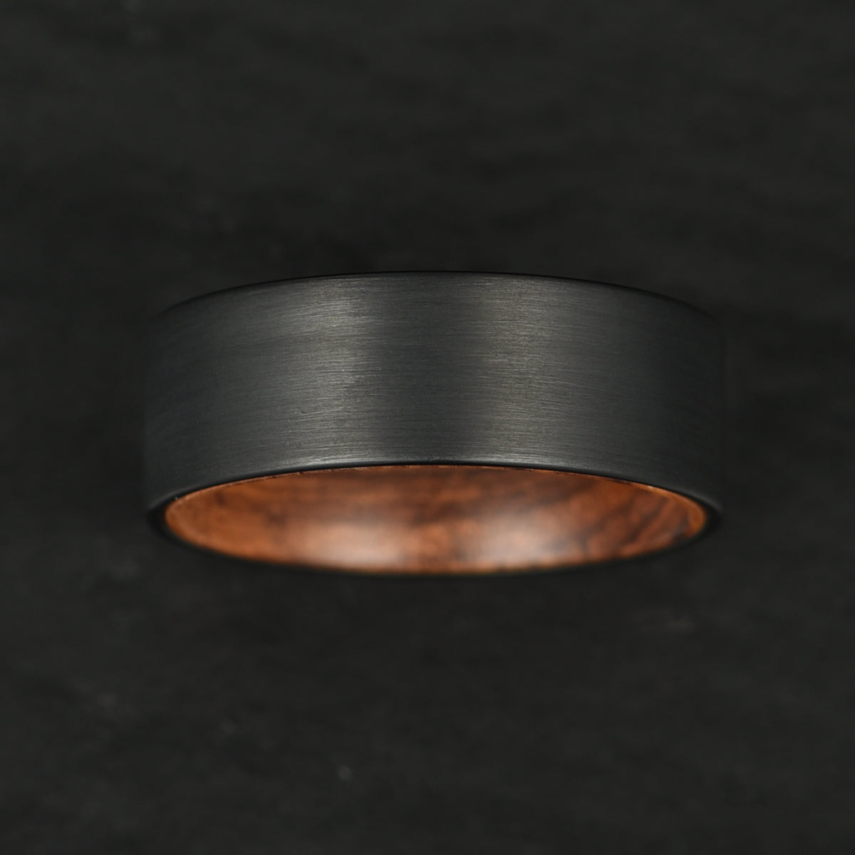 Black Tungsten Zebra Wood Men's Wedding Band 8MM - PRISTINE RINGS