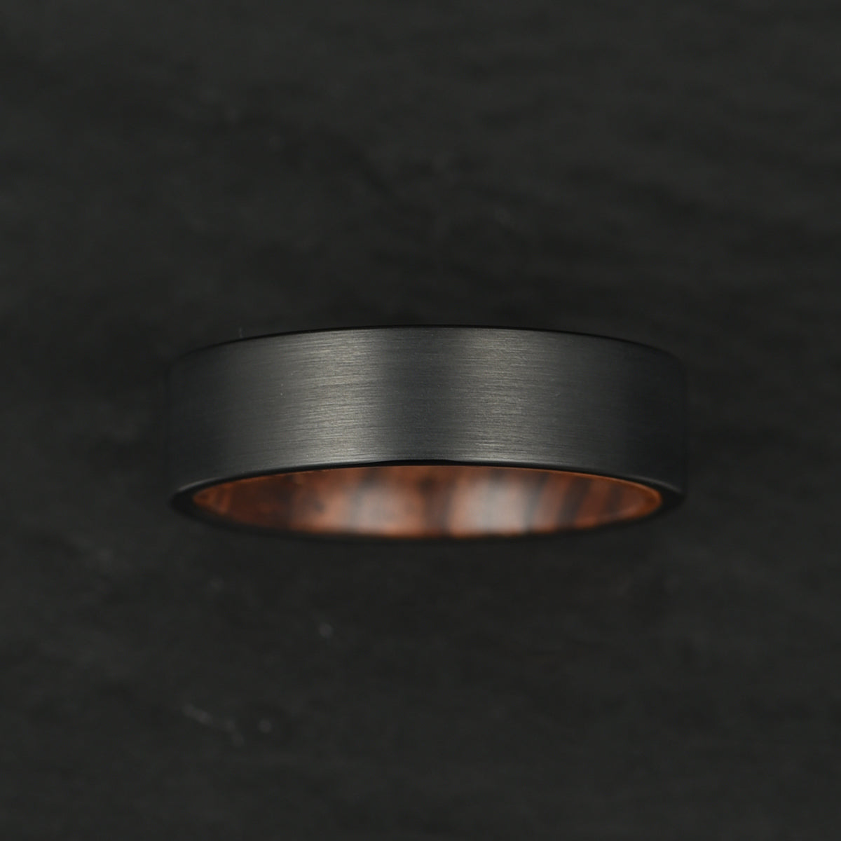 Black Tungsten Zebra Wood Men's Wedding Band 6MM