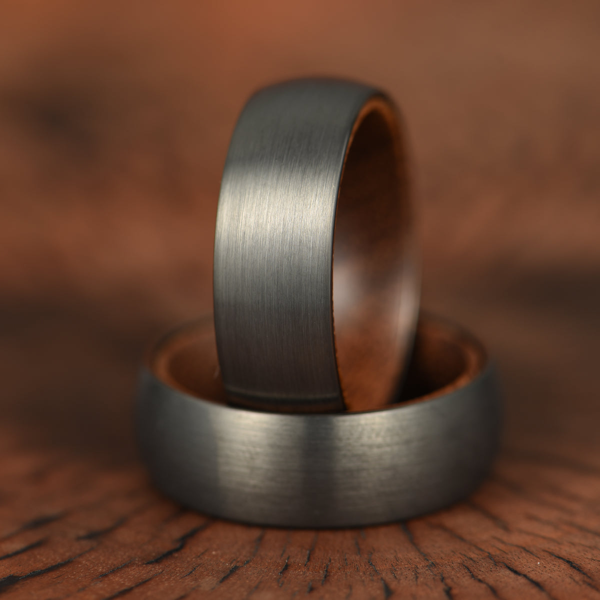 Grey Tungsten Walnut Wood Men's Wedding Band 6MM