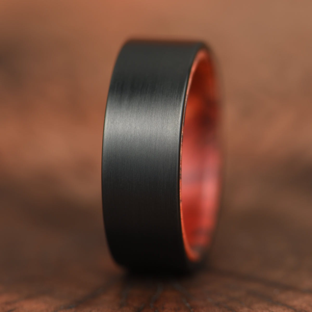 Black Tungsten Cocobolo Men's Wedding Band 8MM - PRISTINE RINGS