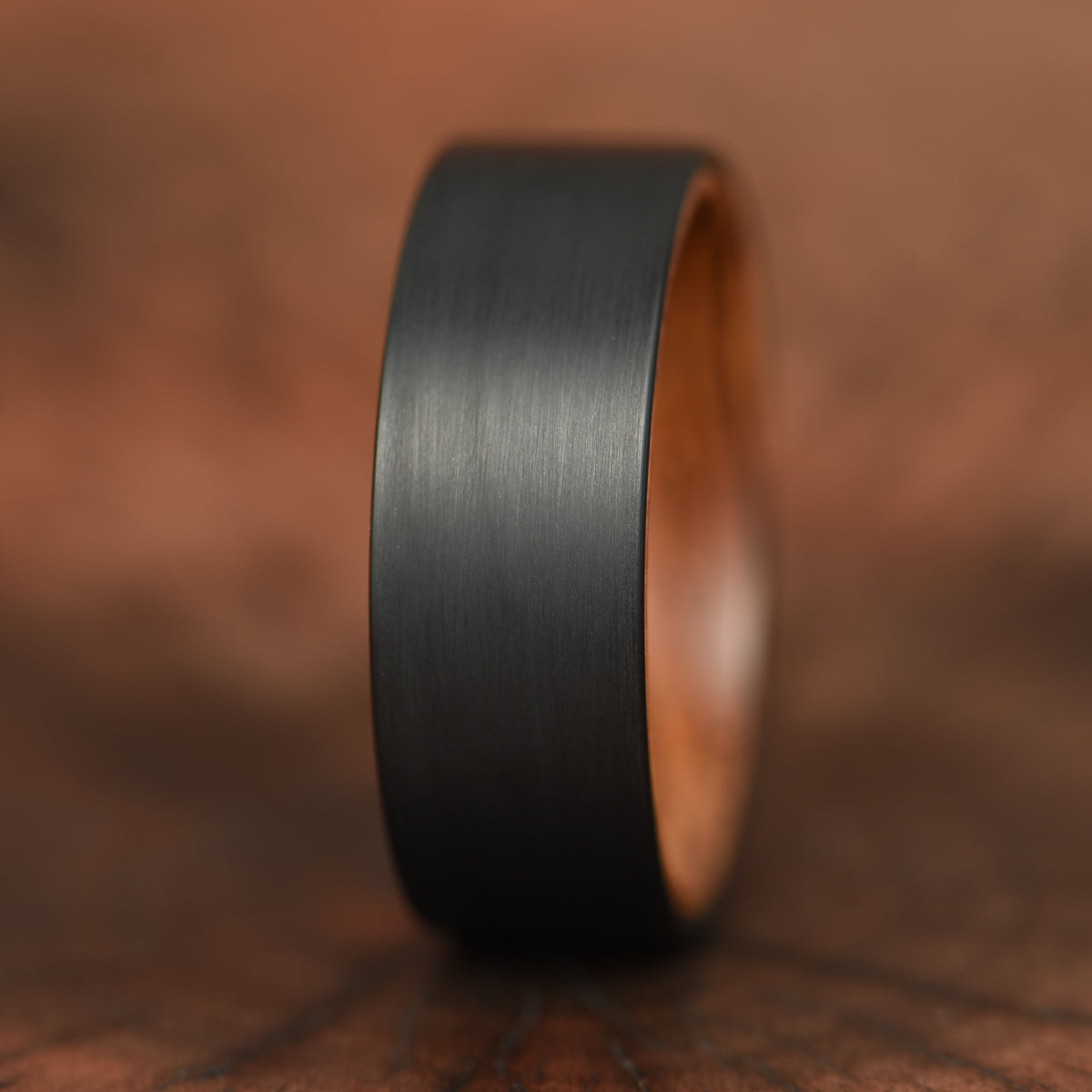 Black Tungsten Zebra Wood Men's Wedding Band 8MM - PRISTINE RINGS