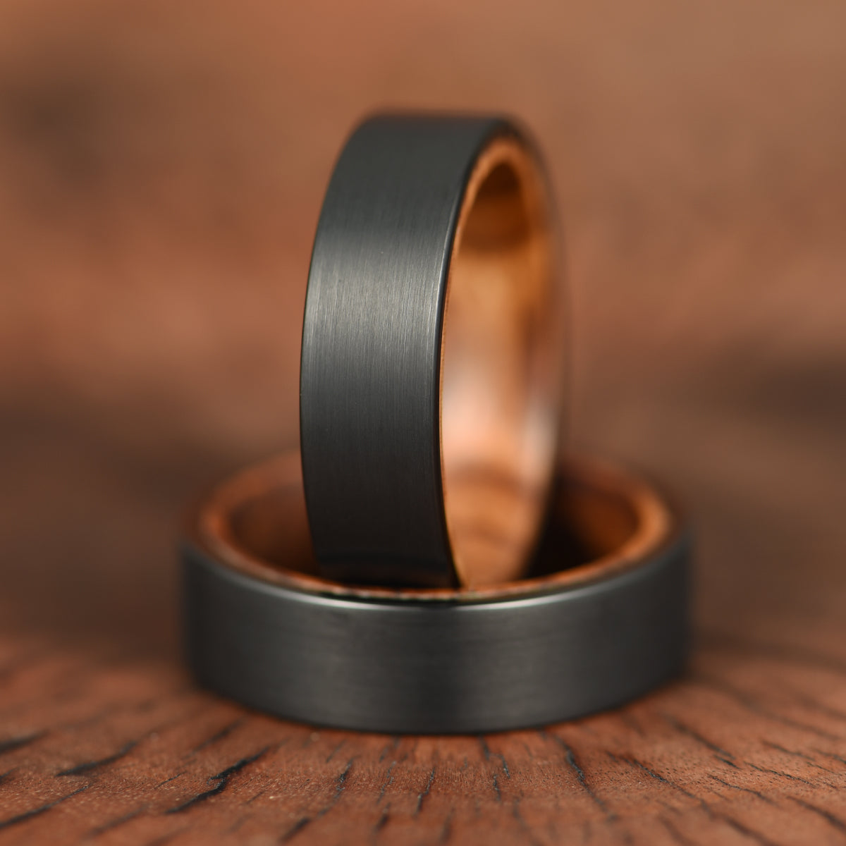 Black Tungsten Zebra Wood Men's Wedding Band 6MM