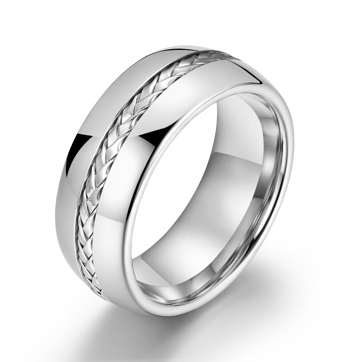 Tungsten Braid Inlay Men's Wedding Band 8MM - PRISTINE RINGS