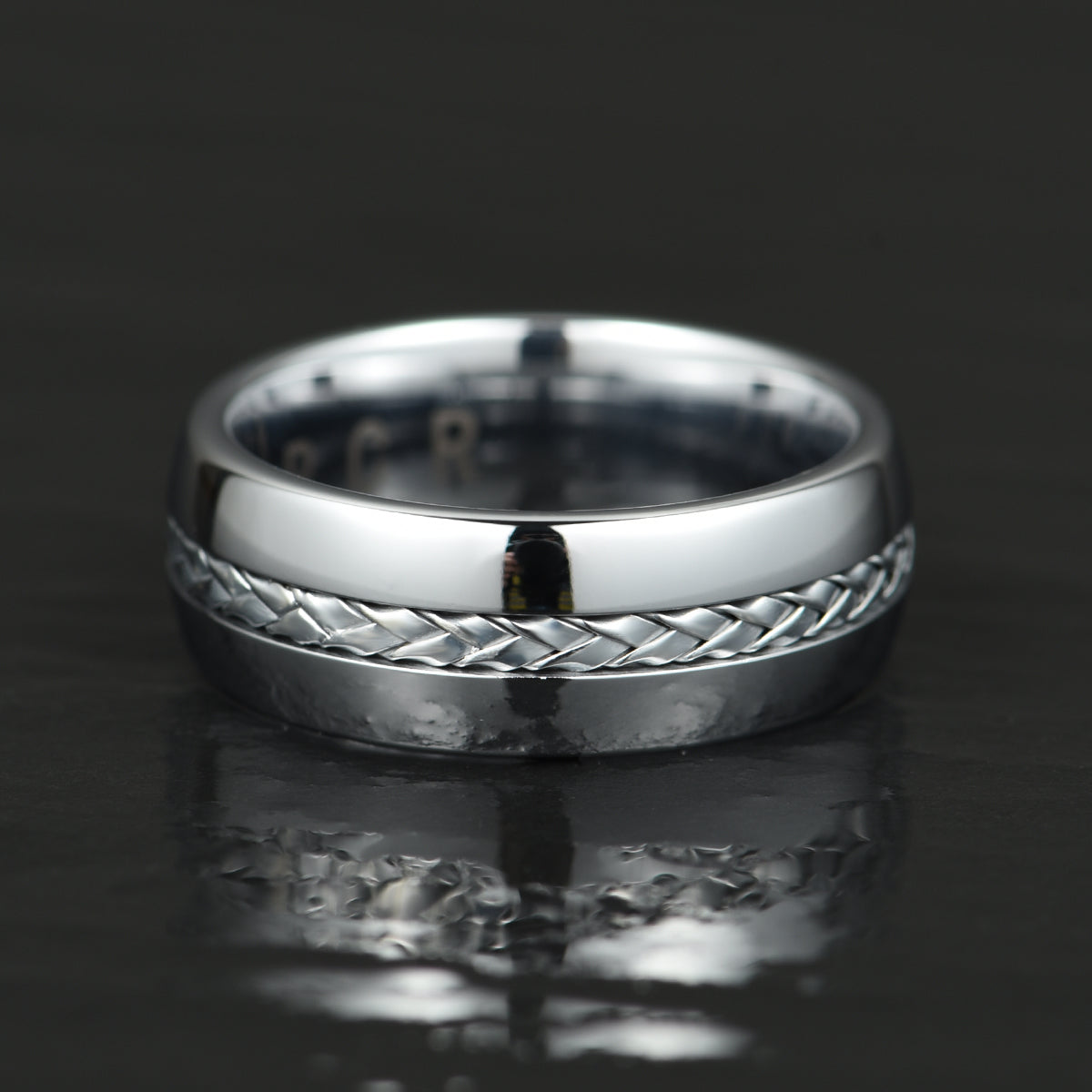 Tungsten Braid Inlay Men's Wedding Band 8MM - PRISTINE RINGS