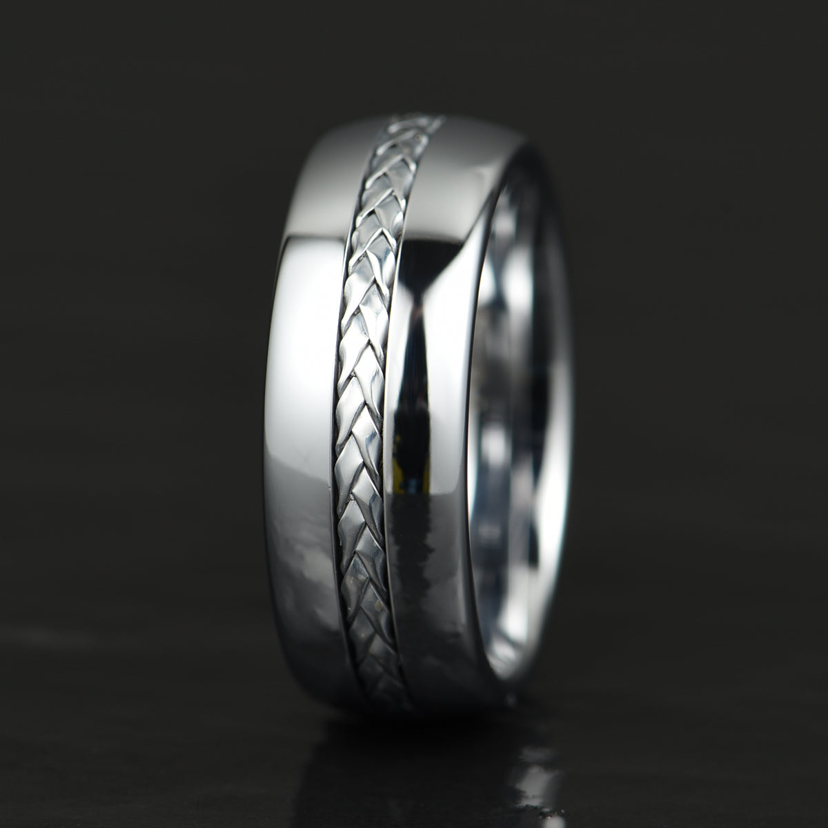 Tungsten Braid Inlay Men's Wedding Band 8MM - PRISTINE RINGS