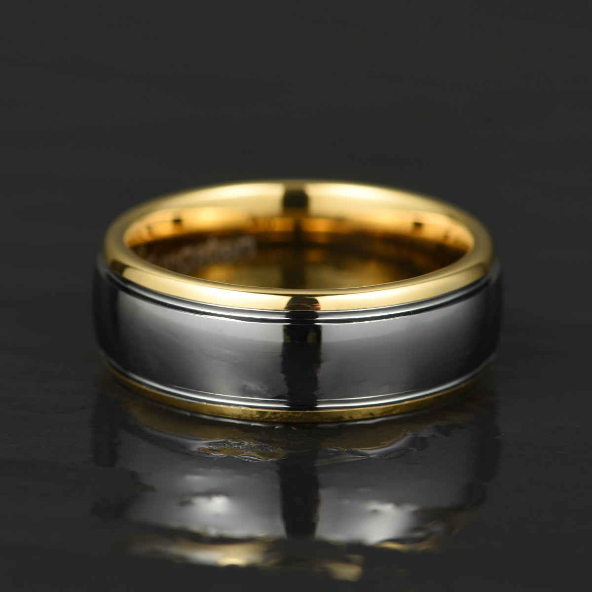 Two Tone Tungsten Men's Wedding Band 8MM - PRISTINE RINGS