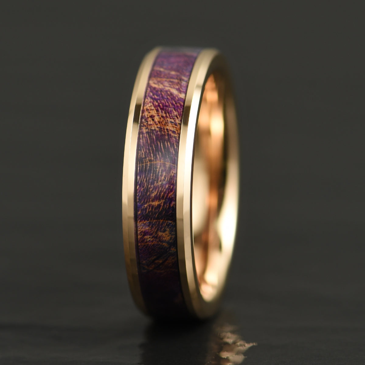 Rose Tungsten Box Elder Wood Men's Wedding Band 6MM