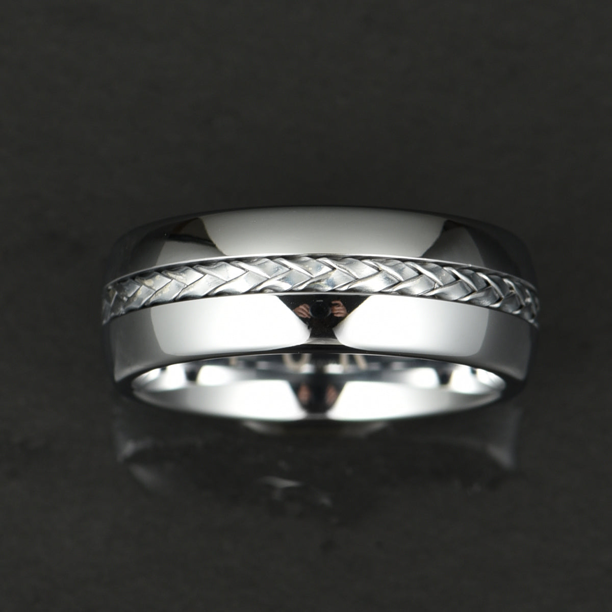 Tungsten Braid Inlay Men's Wedding Band 8MM - PRISTINE RINGS
