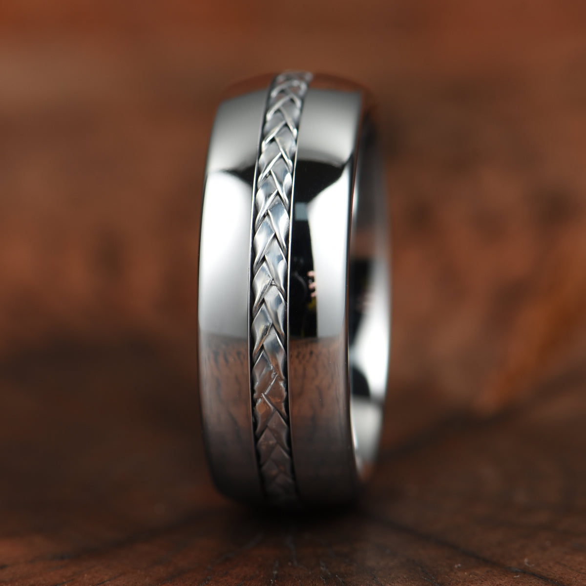 Tungsten Braid Inlay Men's Wedding Band 8MM - PRISTINE RINGS